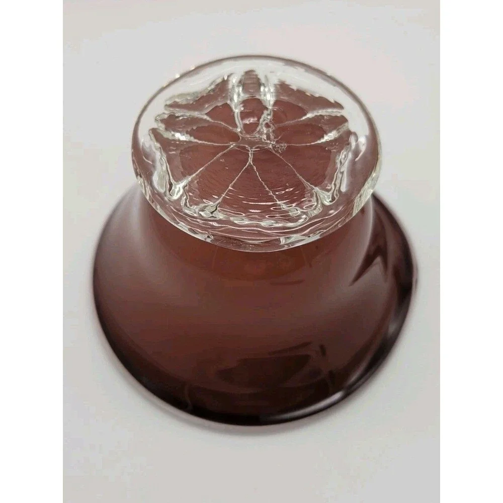 Art Glass Blown Footed Compote Vase Purple